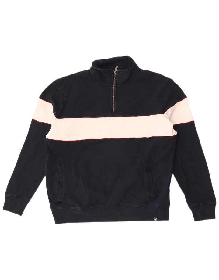 Marks & Spencer Sudadera con cuello y cremallera para hombre, tipo jersey, talla grande, color azul marino