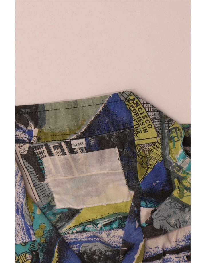 Vintage hombres patrón abstracto camisa tamaño 41/42 grande multicolor