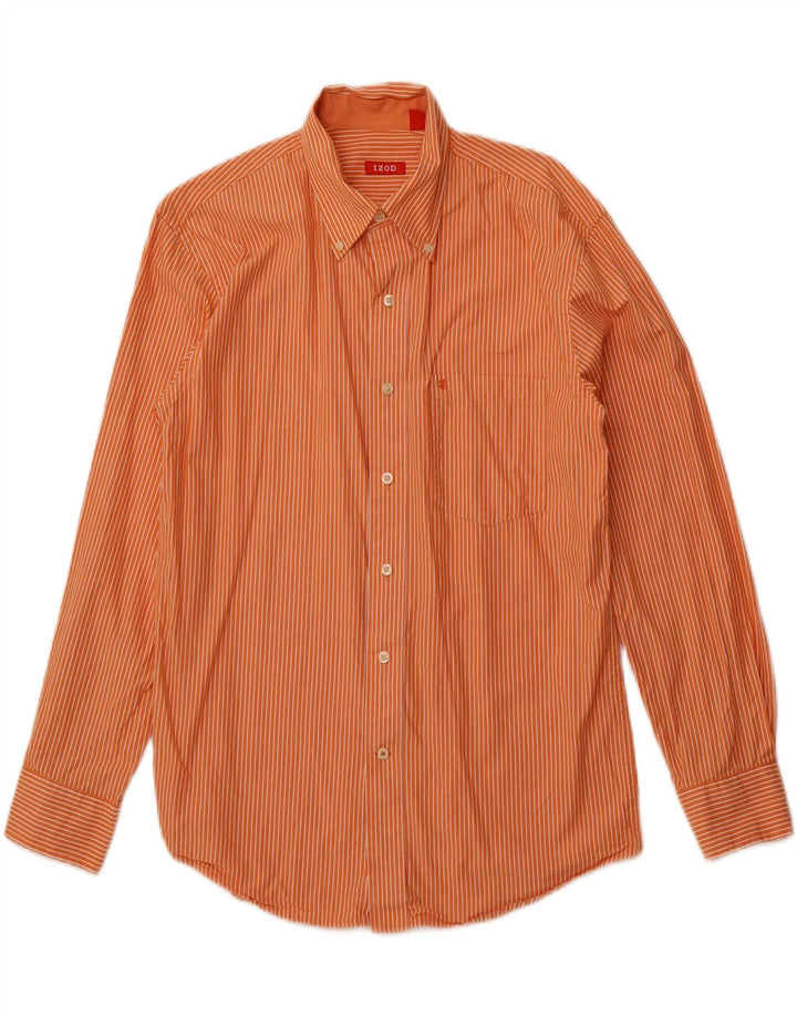 Camisa Izod Hombre Medium Naranja Pinstripe