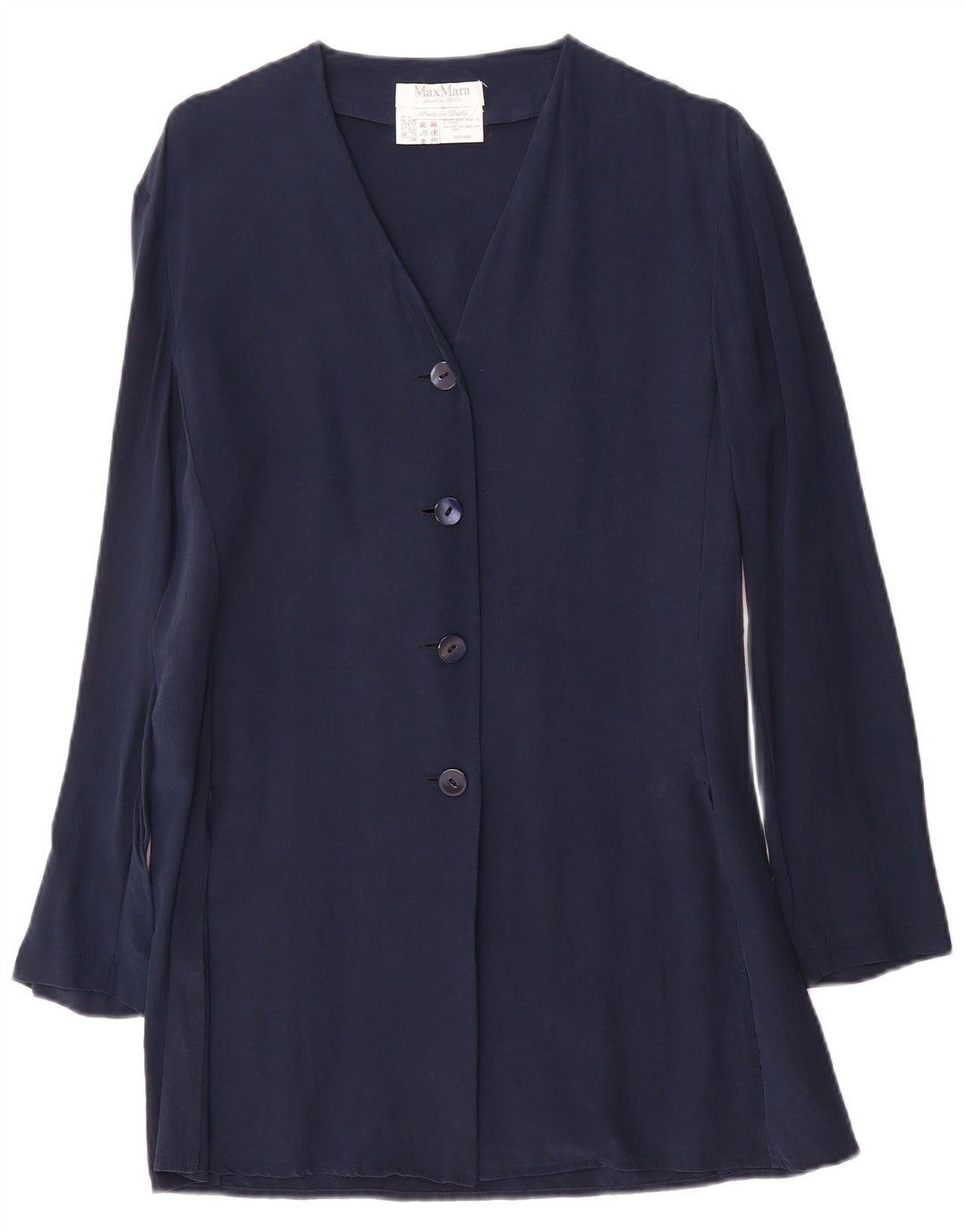 Max Mara Chaqueta Blazer de 4 Botones para Mujer UK 44 Mediana Seda Azul Marino