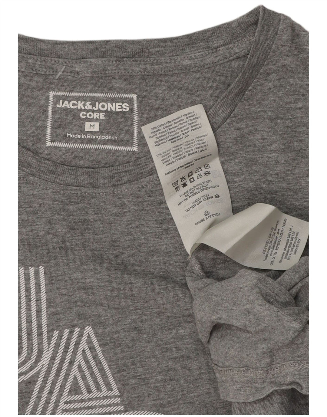 Jack & Jones Hombre Camiseta gráfica Top Algodón moteado gris medio