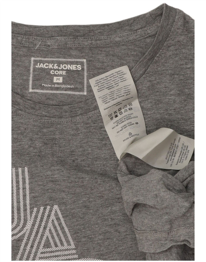Jack & Jones Hombre Camiseta gráfica Top Algodón moteado gris medio