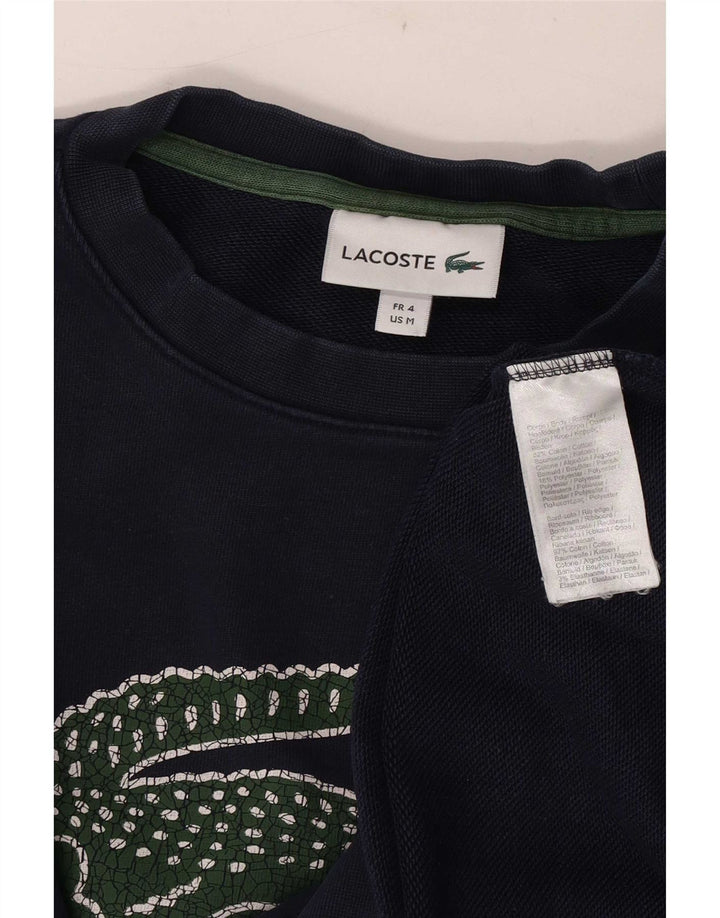 Lacoste Sudadera gráfica para hombre talla 4 mediana algodón azul marino
