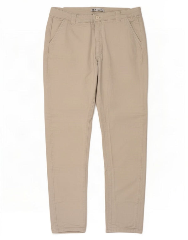 Zara Hombre Pantalón Chino Slim EU 46 XL W36 L28 Algodón Beige
