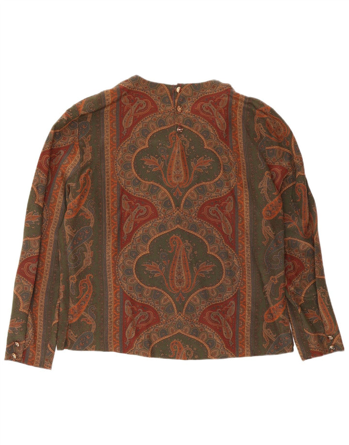 Blusa vintage para mujer Top IT 46 Seda Paisley gris grande