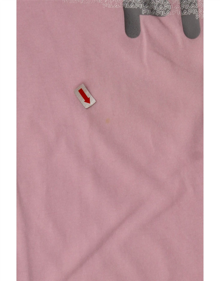 FILA Camiseta corta con gráfico para mujer UK 10 Small Pink