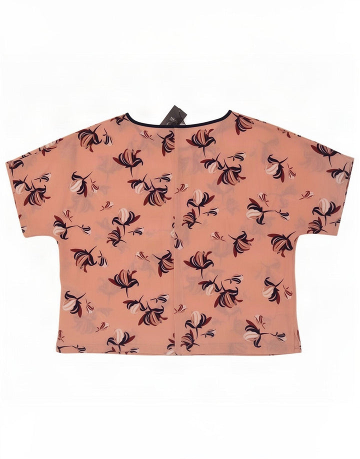 Marks & Spencer Blusa para mujer Top UK 46 Poliéster floral rosa grande