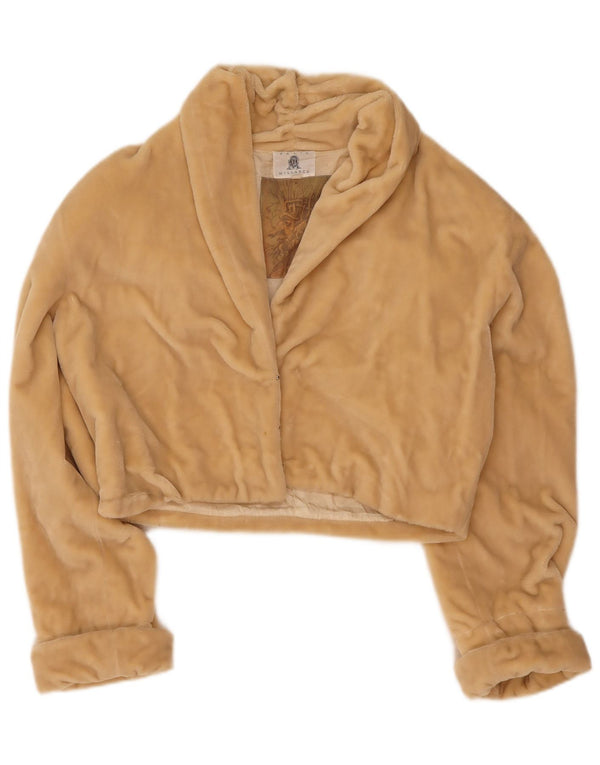 Vintage mujer piel sintética chaqueta bolero IT 44 algodón beige medio