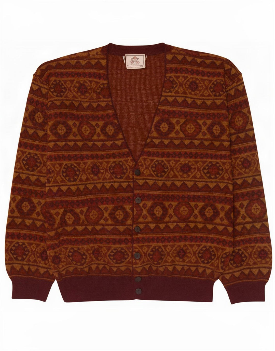 De Pietri Suéter Cárdigan Hombre XL Marrón Geométrico