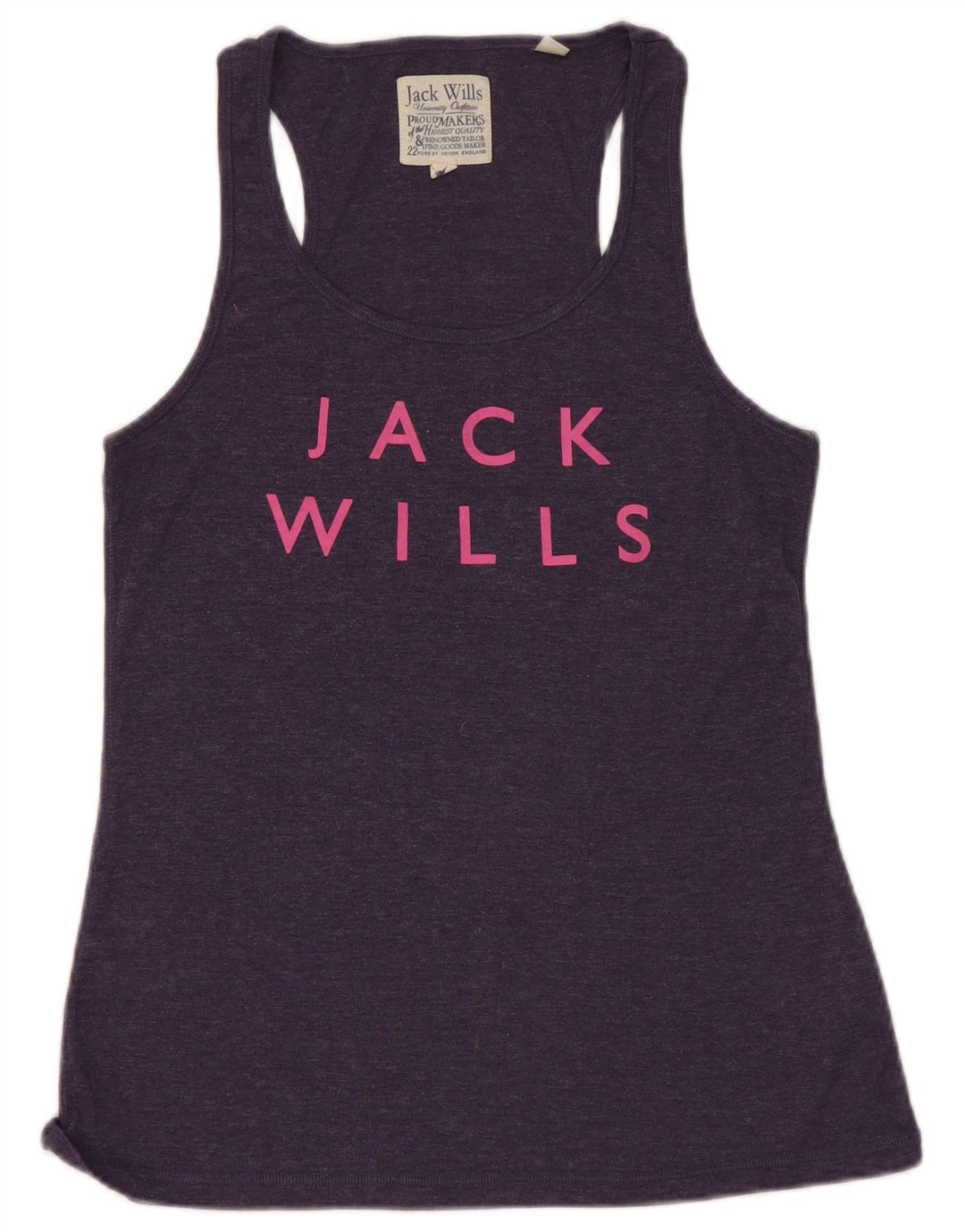 Jack Wills Top sin mangas gráfico para mujer UK 44 Algodón azul marino mediano