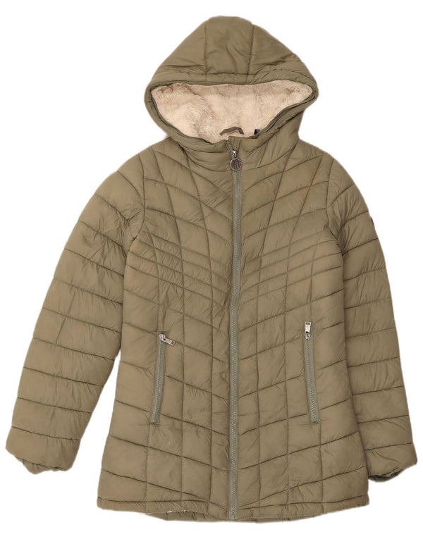 Dkny Chaqueta Acolchada Sherpa Niñas 14-15 Años Grande Nylon Caqui