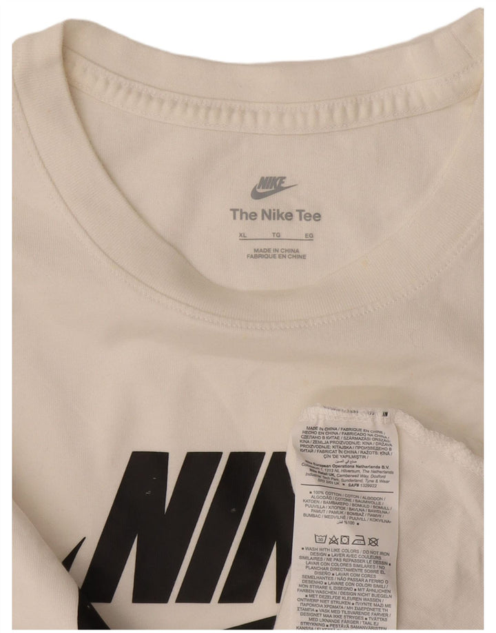 Nike Camiseta gráfica de manga larga para hombre XL Algodón blanco
