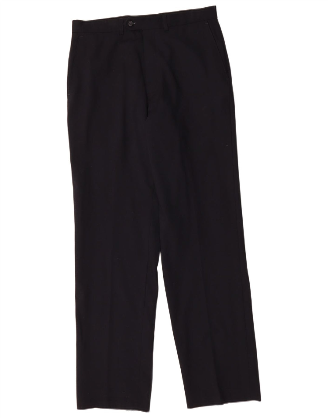 Marks & Spencer Pantalones casuales rectos para hombre W32 L33 Lana azul marino