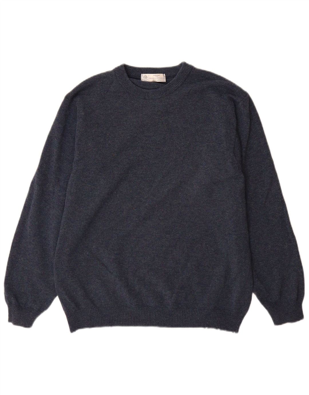 Marks & Spencer Jersey De Cuello Redondo Para Hombre De Lana De Cordero Azul Medio