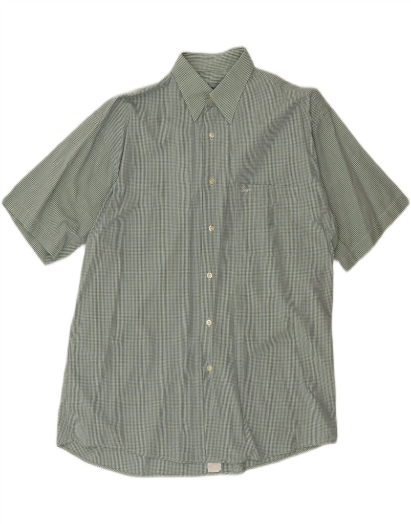 KENZO Mens Short Sleeve Shirt Size 41/16 Large Green Check Cotton Vintage Kenzo and Second-Hand Kenzo from Messina Hembry 