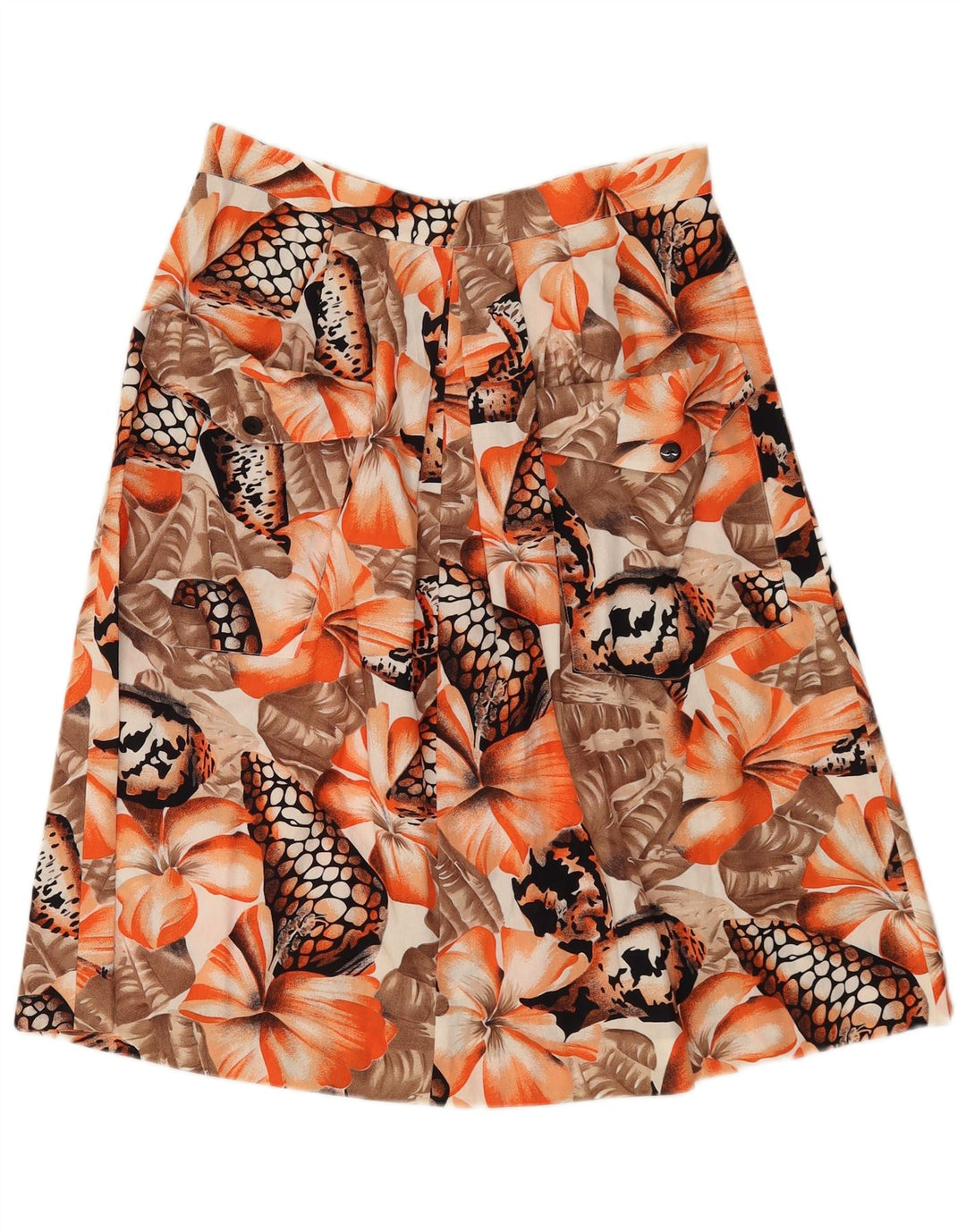 Vintage mujer A-Line falda W30 medio naranja floral