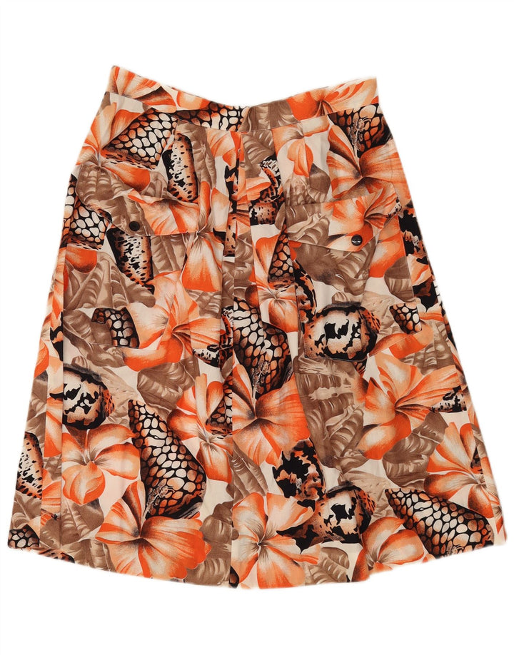 Vintage mujer A-Line falda W30 medio naranja floral