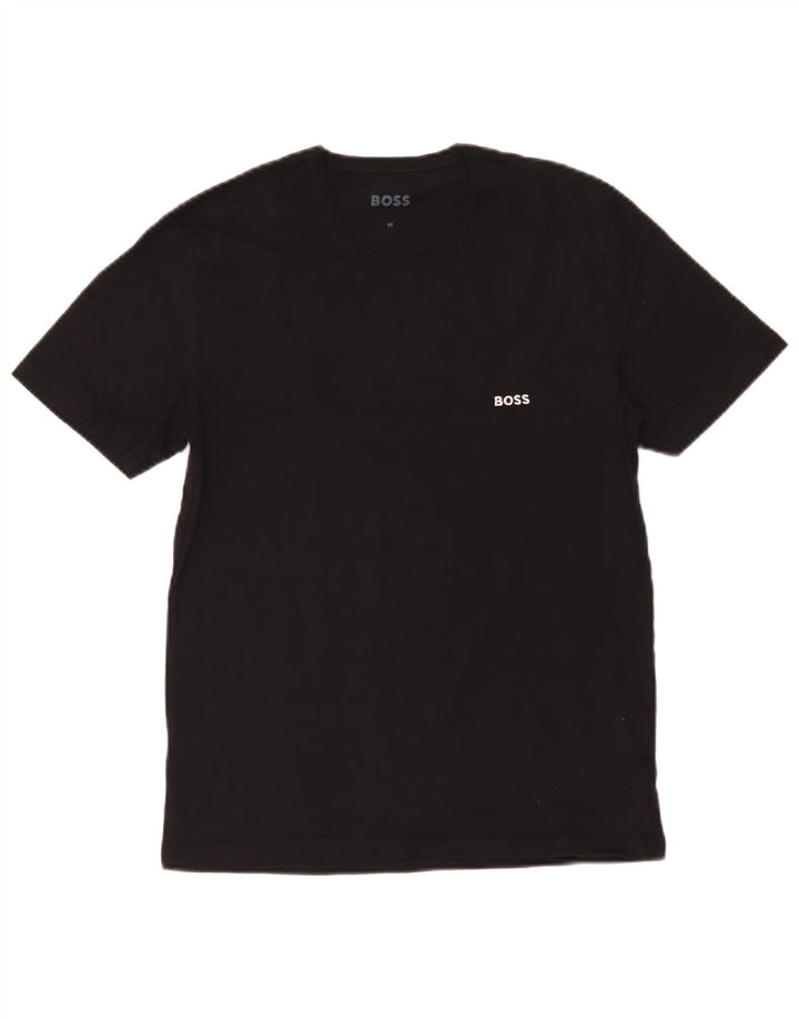Hugo Boss Hombre Camiseta Top Medium Negro Algodón