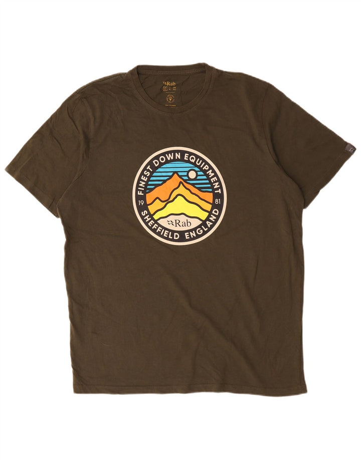 Rab Camiseta Gráfica para Hombre Top XL Caqui Algodón
