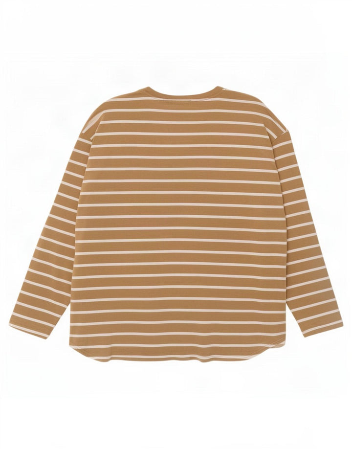 Gap Top extragrande para mujer de manga larga UK 20 2XL Rayón a rayas beige