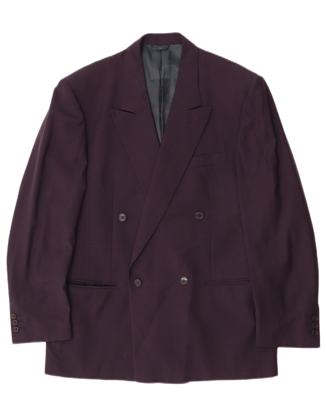 Vintage hombres chaqueta blazer de doble pecho IT 50 lana azul marino grande