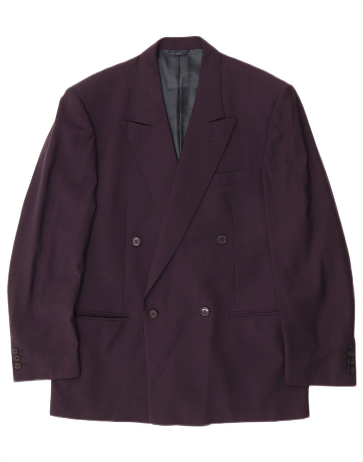 Vintage hombres chaqueta blazer de doble pecho IT 50 lana azul marino grande