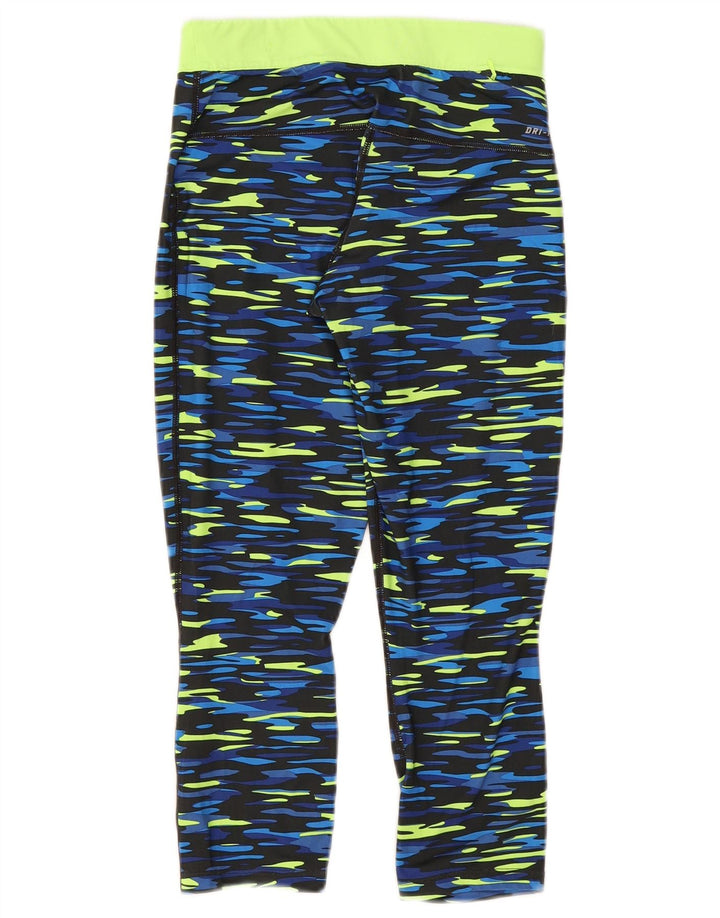 Nike Dri Fit Capri Leggings para mujer UK 10 Pequeño Azul Camuflaje Poliéster