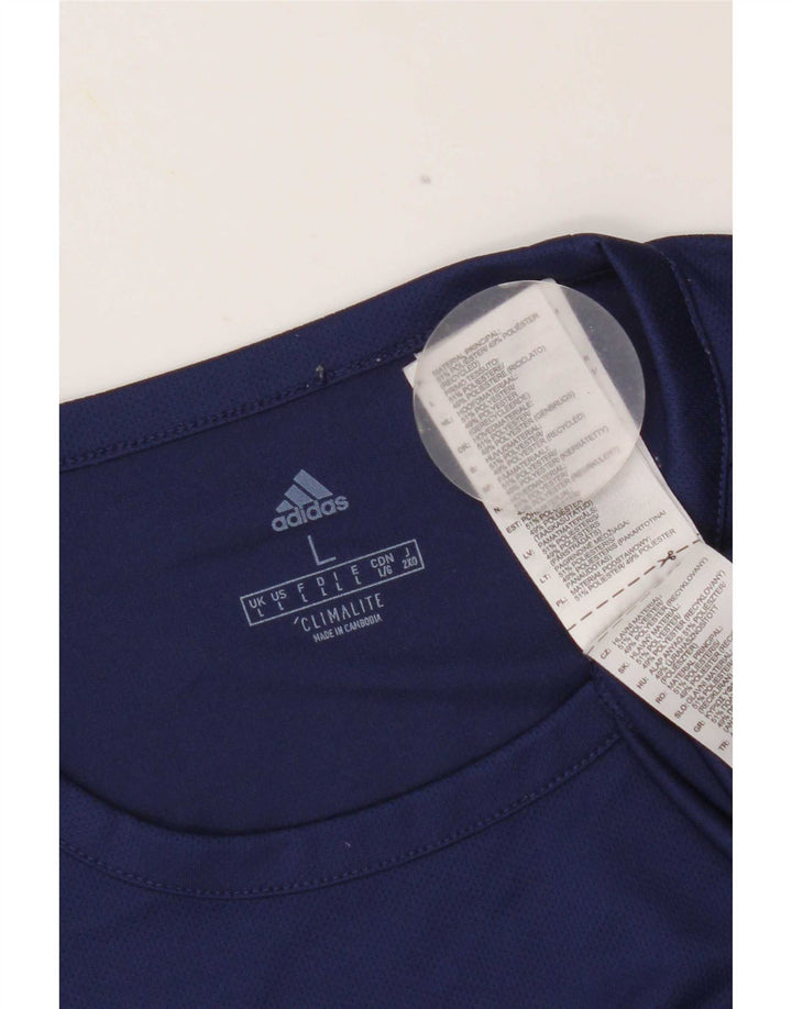 Adidas Hombre Climalite Camiseta Top Grande Azul Marino Colorblock Poliéster