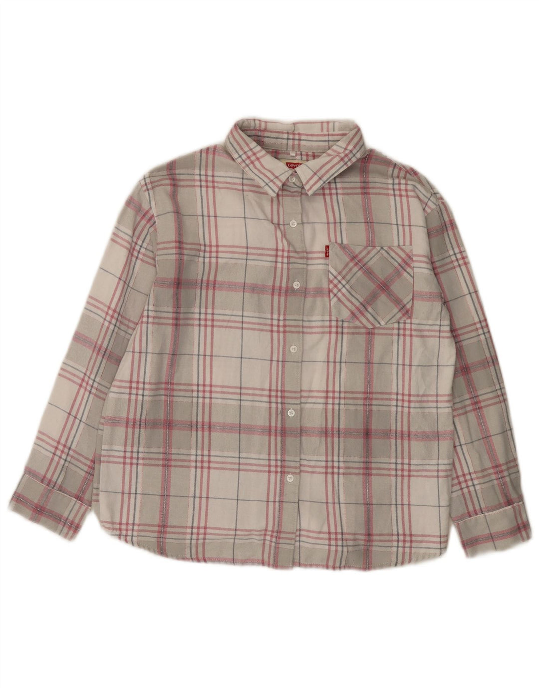 LEVI'S Camisa de franela para niña 14-15 años Algodón a cuadros gris