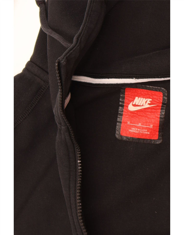 NIKE Mens Zip Hoodie Sweater Medium Black Cotton