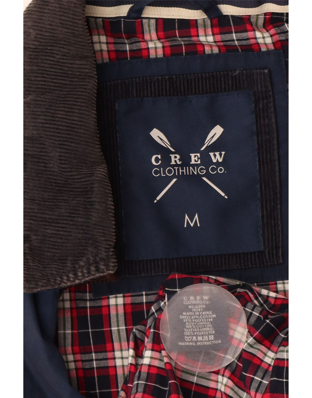 CREW CLOTHING Chaqueta utilitaria para hombre UK 38 Algodón azul medio
