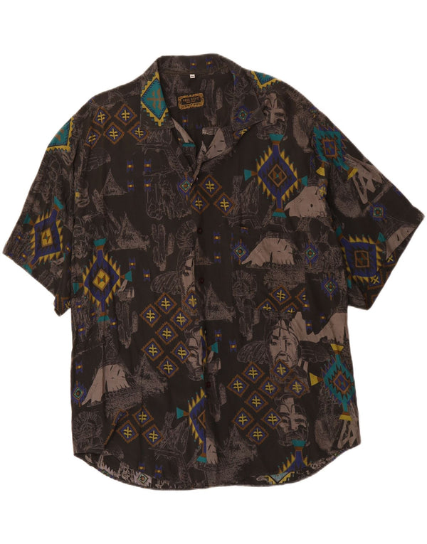 Camisa Vintage Hombre Manga Corta XL Geométrica Negra