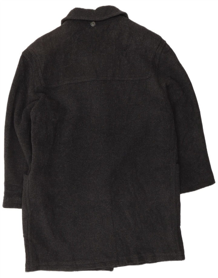 VINTAGE Hombres Duffle Coat UK 46 3XL Lana Gris