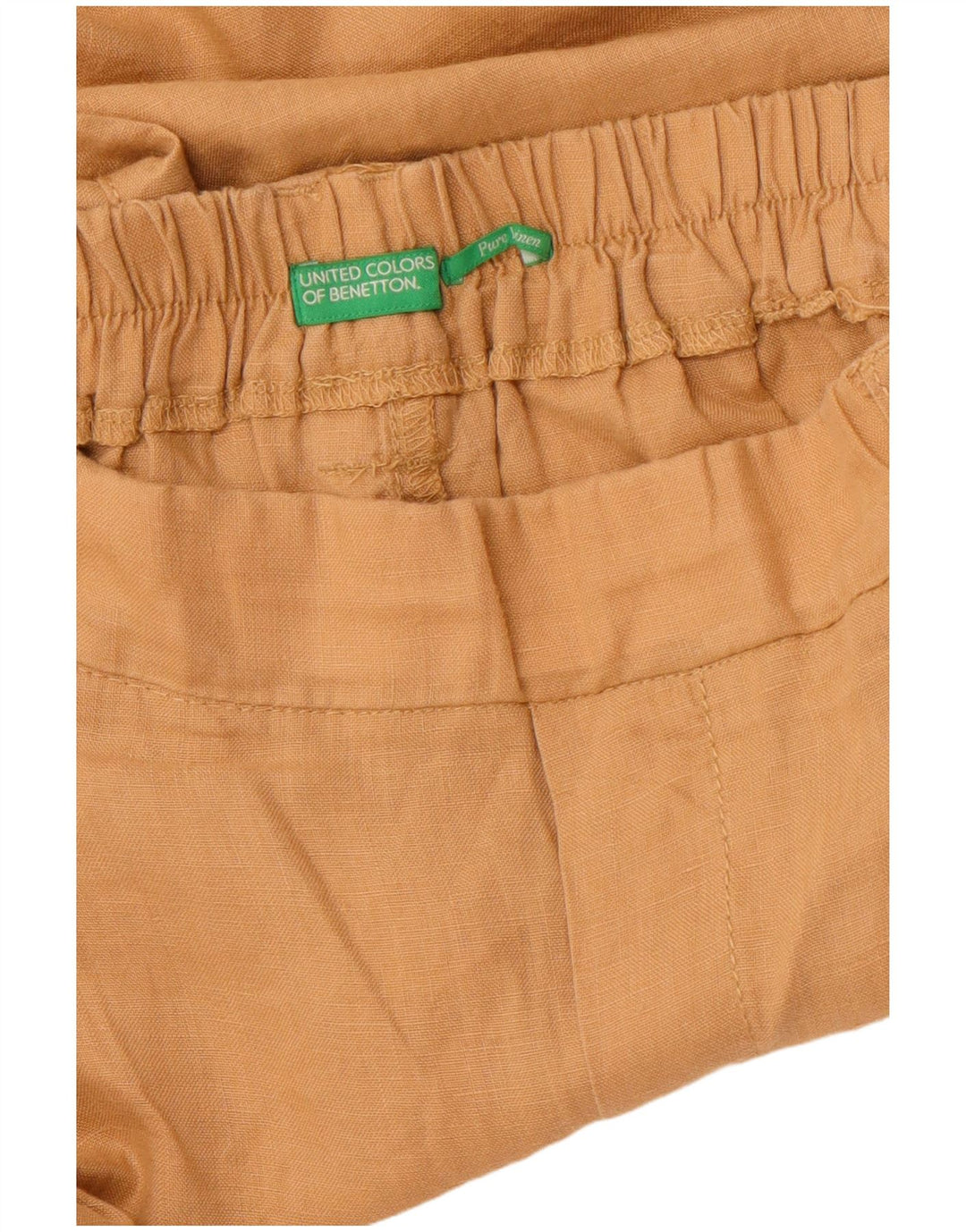 BENETTON Pantalones cortos casuales de cintura alta para hombre W32 Lino marrón medio