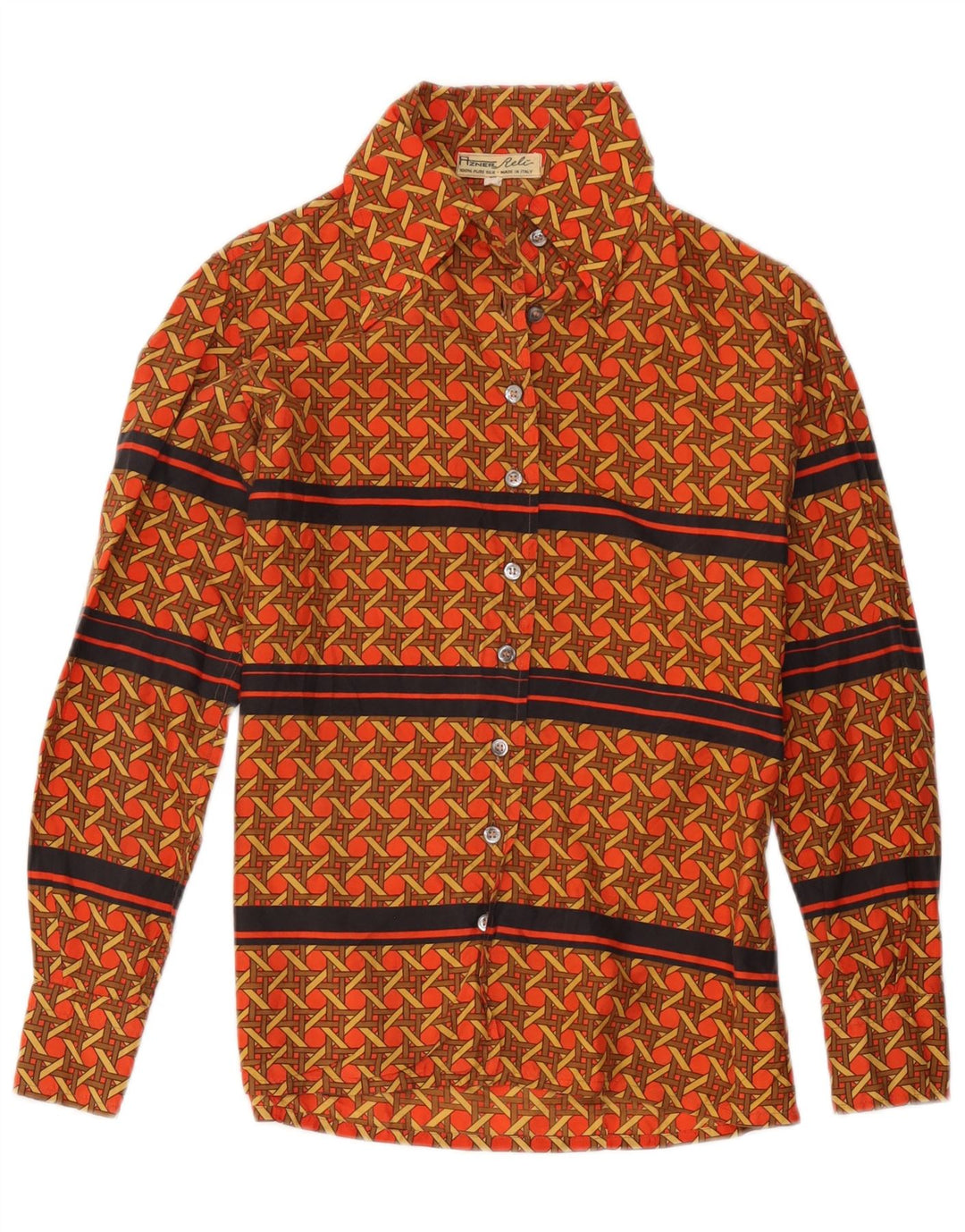 Blusa vintage para mujer IT 44 Seda geométrica roja mediana