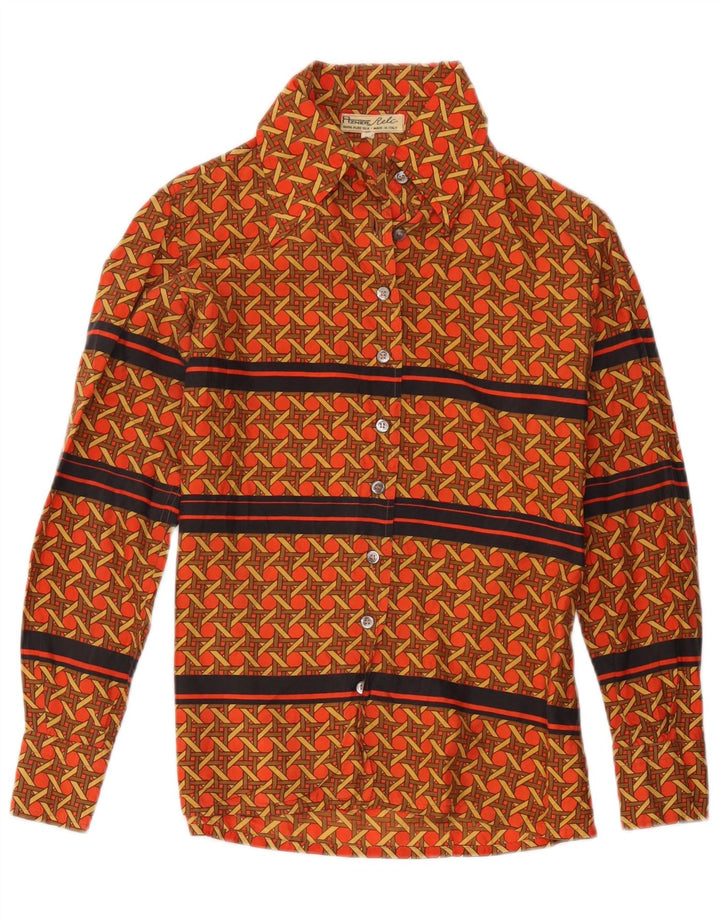 Blusa vintage para mujer IT 44 Seda geométrica roja mediana