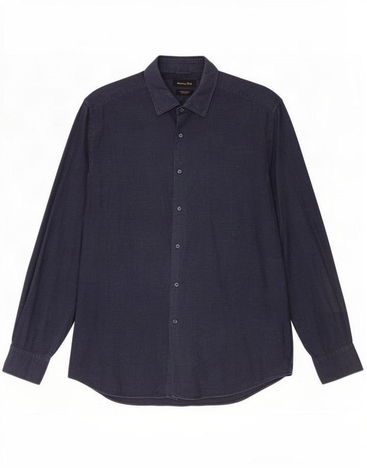 Camisa Massimo Dutti Hombre XL Azul Marino Algodón