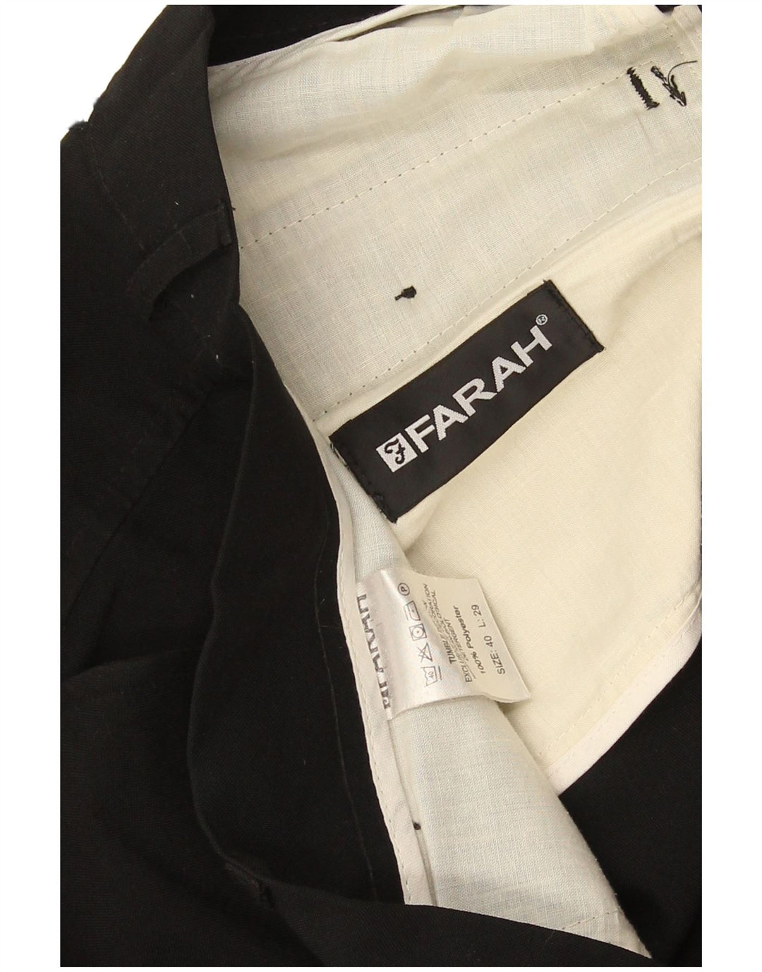 Farah Hombre Pantalones Casuales Rectos W40 L29 Poliéster Negro