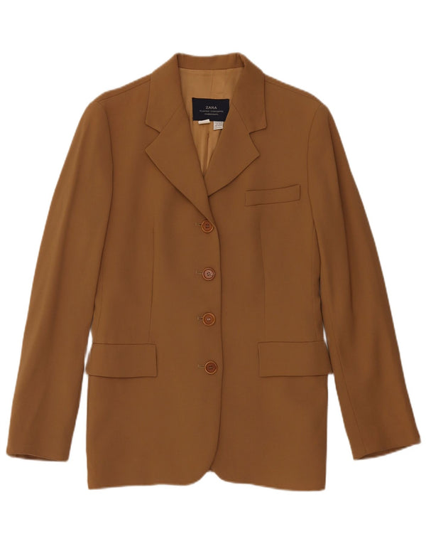Zara Mujer Chaqueta Blazer De 4 Botones EU 40 Lana Marrón Medio