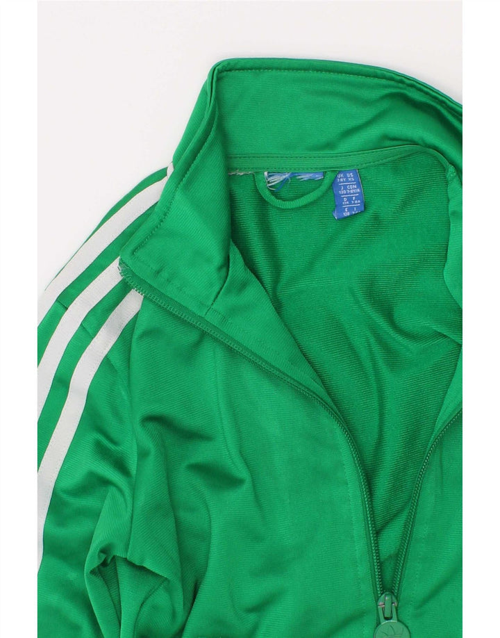 Adidas Boys Graphic Chándal Top Chaqueta 7-8 Años Verde Poliéster