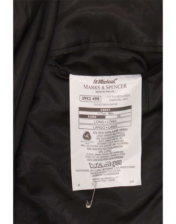 Marks & Spencer Chaqueta Blazer Larga de 2 Botones para Hombre UK 46 XL Gris Lana Nueva