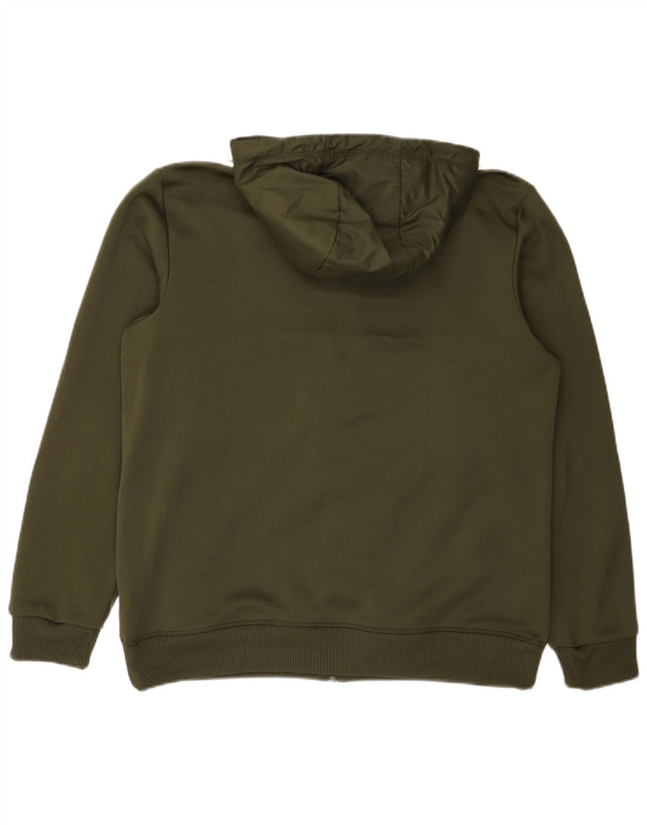 Adidas - Sudadera con capucha y cremallera para hombre, poliéster verde grande