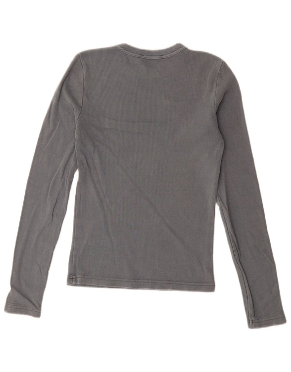 Zara Mujer Top Manga Larga UK 42 Gris Medio