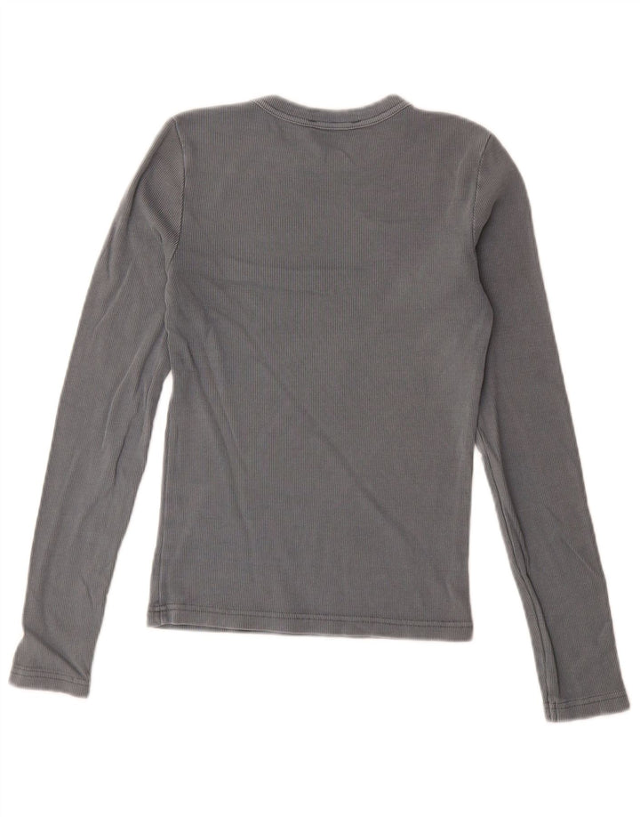 Zara Mujer Top Manga Larga UK 42 Gris Medio