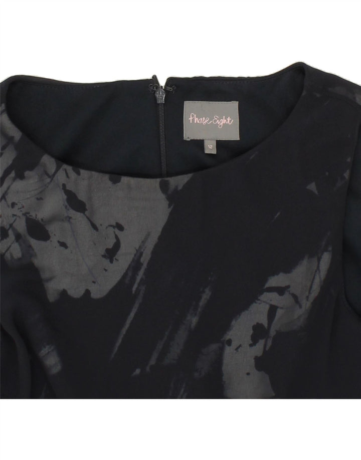 PHASE EIGHT Womens Abstract Pattern Bodycon Dress UK 12 Medium Navy Blue Vintage Phase Eight and Second-Hand Phase Eight from Messina Hembry 