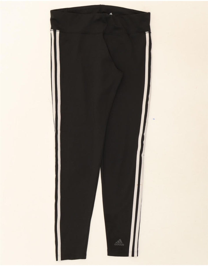 ADIDAS Womens Climalite Leggings UK 12/14 Medium  Black Striped Polyester Vintage Adidas and Second-Hand Adidas from Messina Hembry 