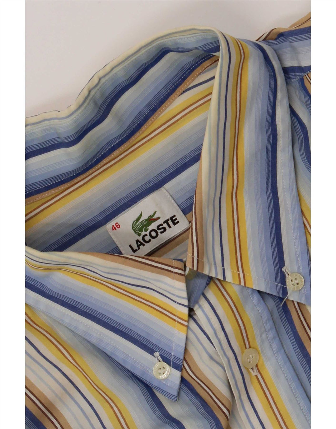 Camisa Lacoste Hombre Manga Corta Talla 46 2XL Rayas Multicolor