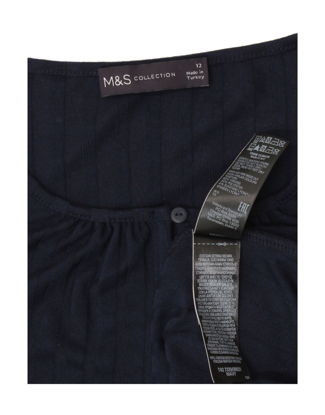 Marks & Spencer Vestido acampanado de manga larga para mujer UK 42 Azul marino mediano