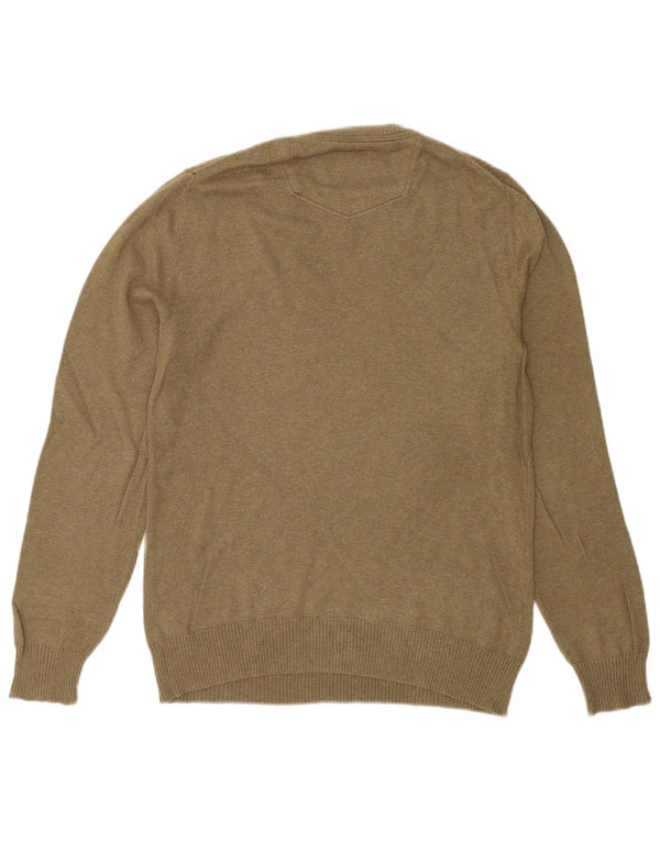 Jersey con cuello en V para hombre Fat Face Small Khaki Cotton