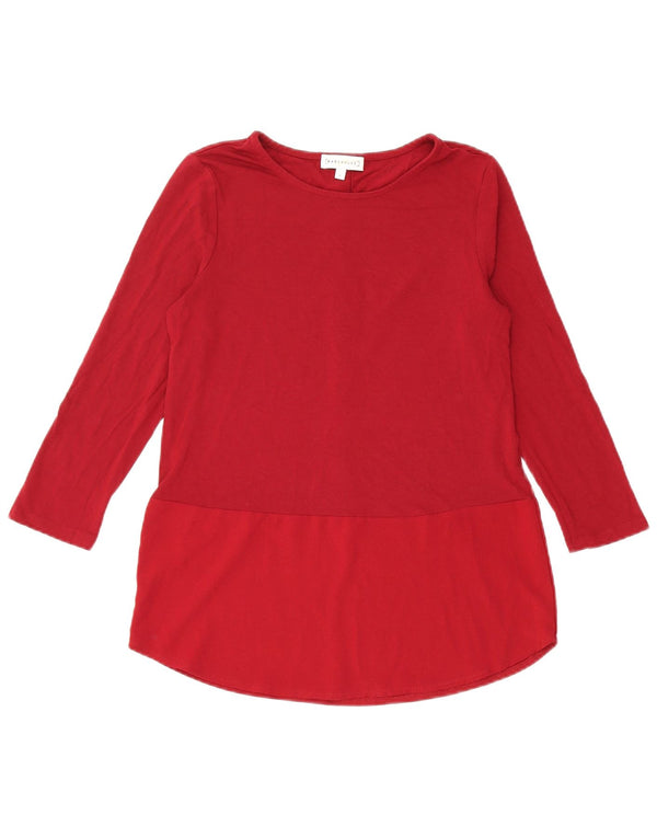 WAREHOUSE Blusa de manga 3/4 para mujer UK 8 Small Borgoña Viscosa